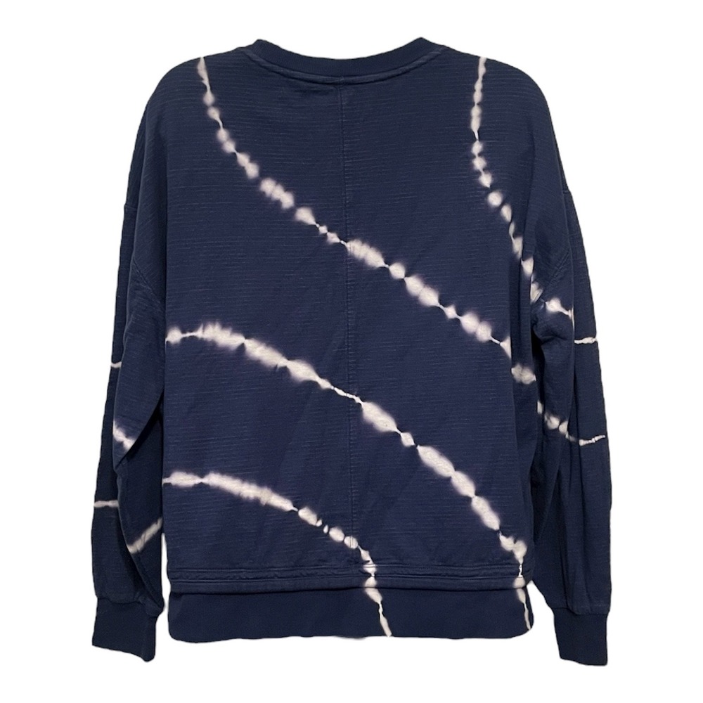 Athleta Navy‎ Blue Tie Dye Textured Crew Neck Sweatshirt Womens Small - Picture 3 of 5